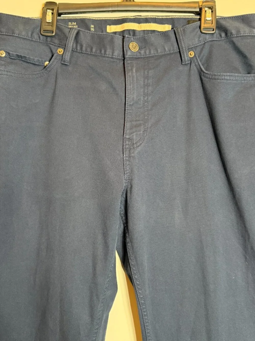 Banana Republic Slim Traveler Pant Mens 36x30 Navy Chinos Flat Front Preppy NWOT